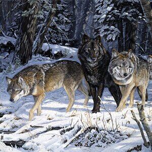 Wolf Pack Scene 16" wide x 12" tall Tempered Glass Cutting Board 756